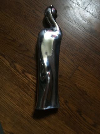 Nambe Cat Figurine Mid Century Modern Silver Alloy Metal TALL 12.  5” RARE RETIRED 3