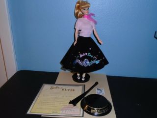 Barbie Loves Elvis Presley Deboxed Doll & Fashion Vintage Face Certificate Stand