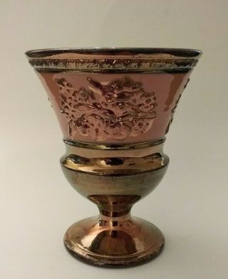 Antique Copper Lustre Footed Goblet Chalice Cup W/ Fruit Relief,  Staffordshire