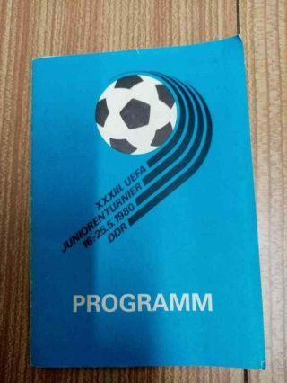 Uefa Youth Tournament Programme 1980 Ddr (very Rare)