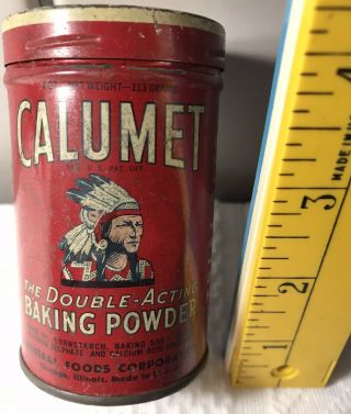Antique Calumet Sample Baking Powder Tin Litho Can Native American Indian
