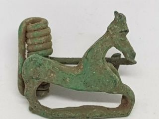 Rare Ancient Roman Bronze Horse Fibula Brooch 200 - 400 Ad 14,  6 Gr 30 Mm