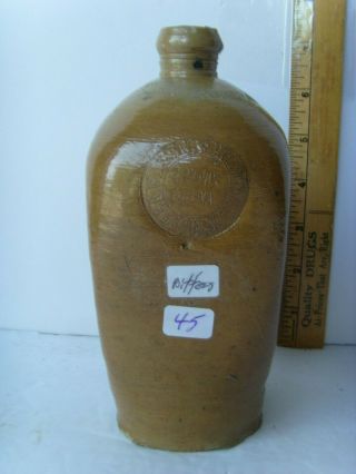 Antique Pint Pottery “wasser–kulling & Co.  Bitters” Bottle 7” 1780 - 1820 55/45
