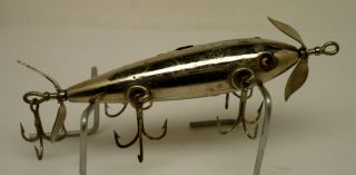 Vintage Fishing Lure,  Rare Pflueger Metalized Minnow,  5 Hook,  Glass Eyes