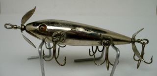Vintage Fishing Lure,  Rare Pflueger Metalized Minnow,  5 Hook,  Glass Eyes 2