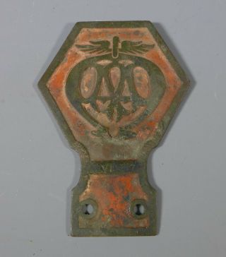 Rare Antique Cast Brass Commercial Aa Badge Automobile Association V12957 C.  1920