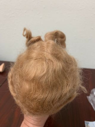 VINTAGE STRAWBERRY BLONDE MOHAIR WIG FOR antique COMPOSITION DOLL SIZE 12 3