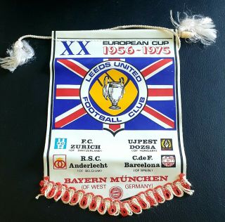 Vintage Leeds United 1956 - 1975 European Cup Bayern Munchen Pennant Rare