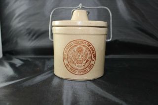 Vtg Vintage Crock With Great Seal Of United States Of America Cheese Container 4