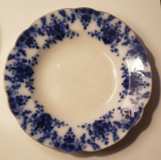 Blue Flow Ridgway Antique England Royal Semi Porcelain Soup Bowl (1)