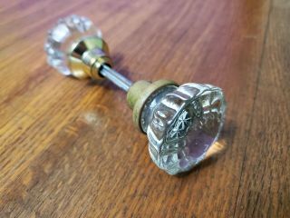 Pair Antique Or Vintage Clear Glass Crystal Door Knob Set Old 2 " Diameter