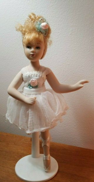 Vintage Porcelain Jointed Ballerina Doll 8” Tall