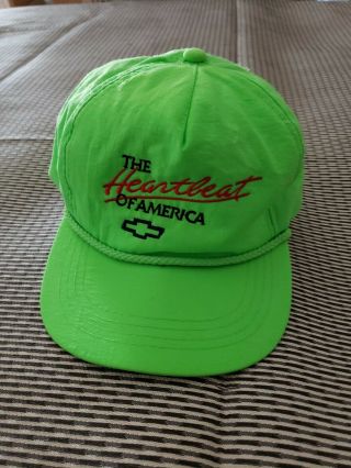 Vintage Chevy Heartbeat Of America Neon Baseball Hat Cap Snapback Camaro Truck