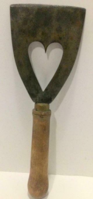 Very Rare Antique Wrought Iron Food Chopper With Heart/wood Handle Primitive