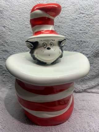 Dr Seuss Cat In The Hat Ceramic Cookie Jar - Rare Universal Studios