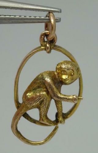Rare Antique 9ct Yellow Gold Rude Monkey (middle Finger Up) Puffed Charm C1910
