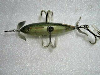Rare Old Vintage South Bend 3 Hook Wood Minnow Double Prop Lure Lures Glass Eyes