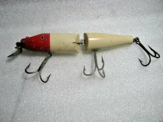 Rare Old Vintage Creek Chub Pikie Jointed Wood Lure Glass Eyes Gold Stencils