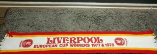 Liverpool Fc European Cup Winners 1977 & 1978 Scarf Rare & Vintage Football