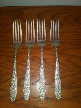 Set Of 4 - Vintage National Silver Co.  Narcissus 7 " Fork Aa Plus