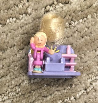 Vintage Polly Pocket Comb ‘n Curl Hair Salon W/ Blonde Rooted Hair Figure