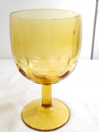 Vtg Bartlett Collins Glassware Goblet Stemware Amber Thumbprint Goblet 6 "