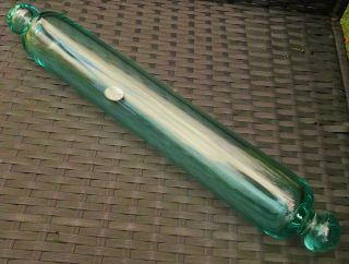 Antique Victorian English Dump Glass Rolling Pin 1896 S.  A Shilling Coin 18 " Rare
