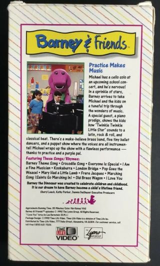 Barney & Friends: Practice Makes Music (VHS,  1992) Rare Time Life 2