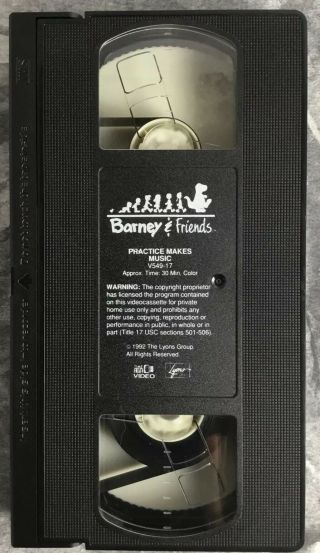 Barney & Friends: Practice Makes Music (VHS,  1992) Rare Time Life 3