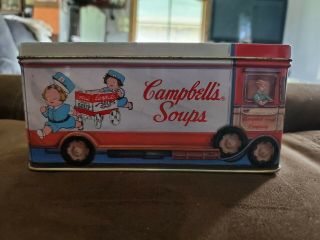 Rare Vintage Campbells Soup Company Truck - Kids Tin With Lid - Bristolware 1992