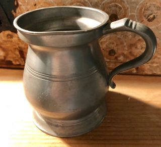 Antique Pewter 1/2 Pint Tankard Tavern Mug