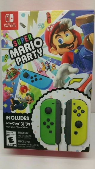 Nintendo Switch - Mario Party Neon Green Neon Yellow Joy - Con Rare Combo