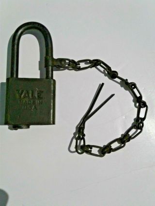 Rare ? Antique Vintage Yale & Towne Padlock Lock With Dust Cover & Chain No Key