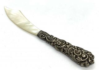 Antique Sterling Silver Mother Of Pearl Letter Opener.  4.  3/8”.