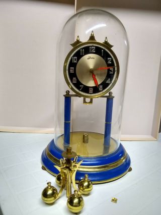 Vintage German Rare Anniversary Torsion Dome Glass Clock Unsure Of Make Name