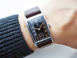 Rare Black German Junghans Military Vintage Wristwatch 1940 