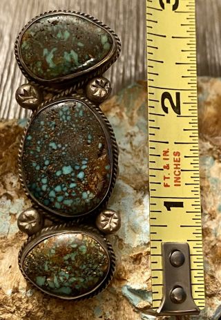 Important Rare Huge Old Pawn Navajo Sterling & Damele Turquoise Ring Size 9 See