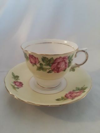 Colclough Bone China Made In England Teacup & Saucer Pretty Pink Tea Roses 6672