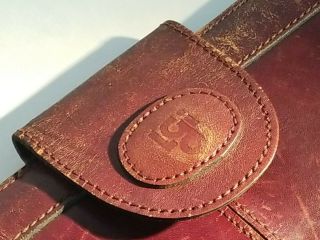 Vtg Lgi Brown Leather Portfolio Attache Case Organizer Briefcase Classic