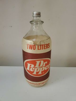 Rare Vintage Dr.  Pepper Glass Bottle 2 Liter W/cap