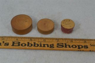 Antique Doll House Miniature Boxes Wooden Treen Baste Board Pills 1 X 1/2 In.