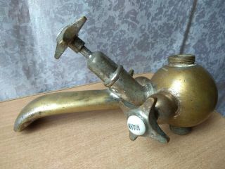 Rare Old Antique Bronze Hot & Cold Water Faucet Handle Wall Mount Mixer Tap