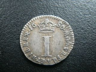 James Ii 1686 Maundy One Penny (gvf) Rare Date (rg9)