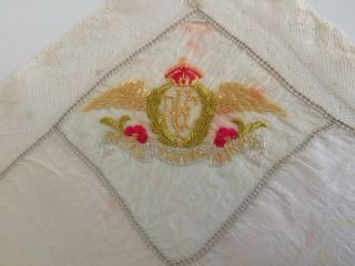 Rare Antique Silk & Lace Ww1 Sweetheart Handkerchief - Royal Flying Corps - 4