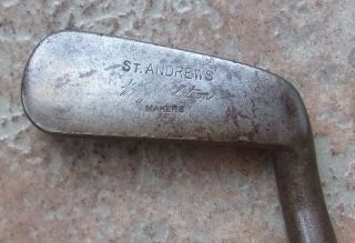 Antique Vintage St.  Andrews Wright & Ditson Hickory Wood Shaft Golf Club Putter