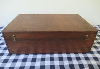 Vintage Wood Box Primitive Storage Hinged Lid,  17 " X 11 " X 6 ",  Front Clasps