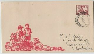 Stamp 3&1/2d Scout 1952 Jack Peake Cachet Fdc Maddington Western Australia,  Rare