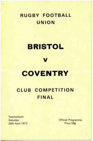 1973 Rfu Club Competition Final,  Bristol V Coventry,  Rare/clean