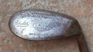 Antique Vintage Macgregor Popular C Hickory Wood Shaft Golf Club Mashie Niblick