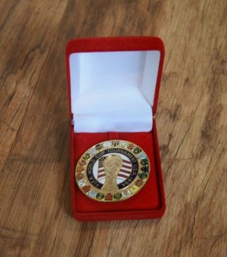 1994 Fifa World Cup Tournament Us Usa Enamel Badge Rare Boxed